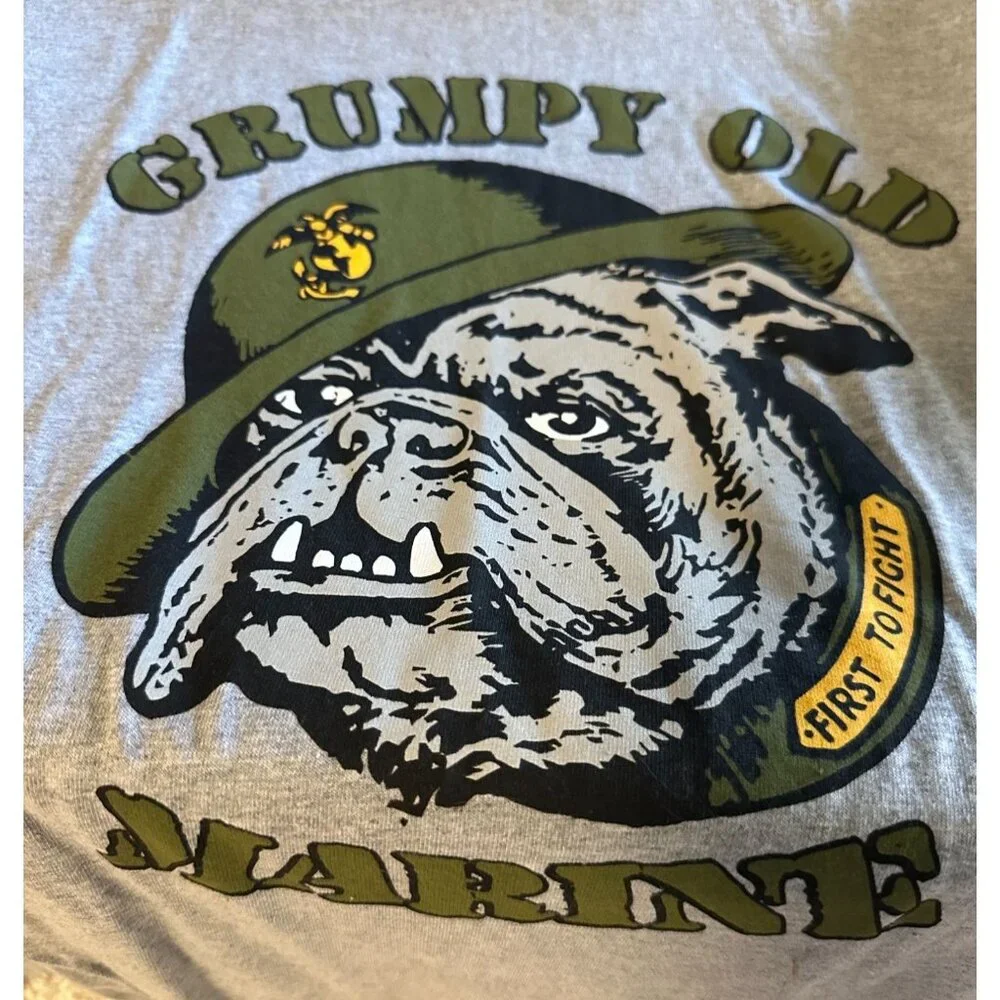 Grumpy Old Marine USMC Tee Shirt Gift Retirement Large Military Chesty Puller - Picture 2 of 7